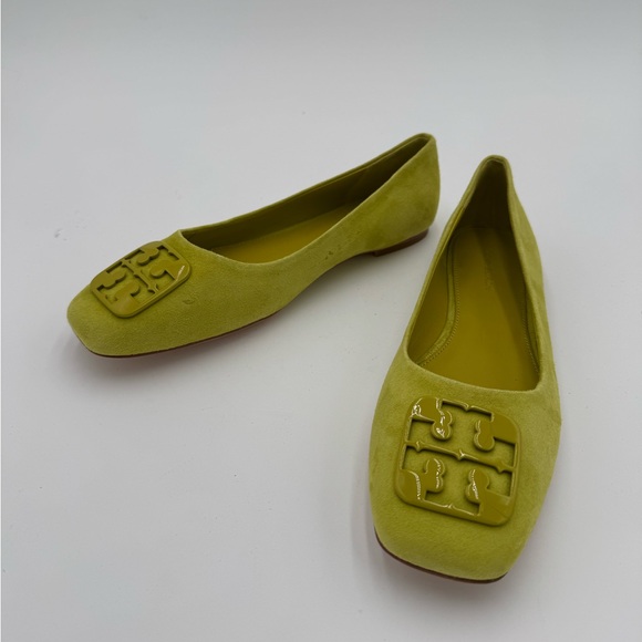 New Tory Burch Georgia Ballet Flat Green Yellow Size 9 - Picture 1 of 8